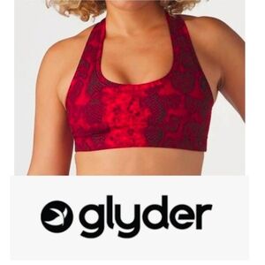 Glyder Notch Sports Bra In Cherry Snake
